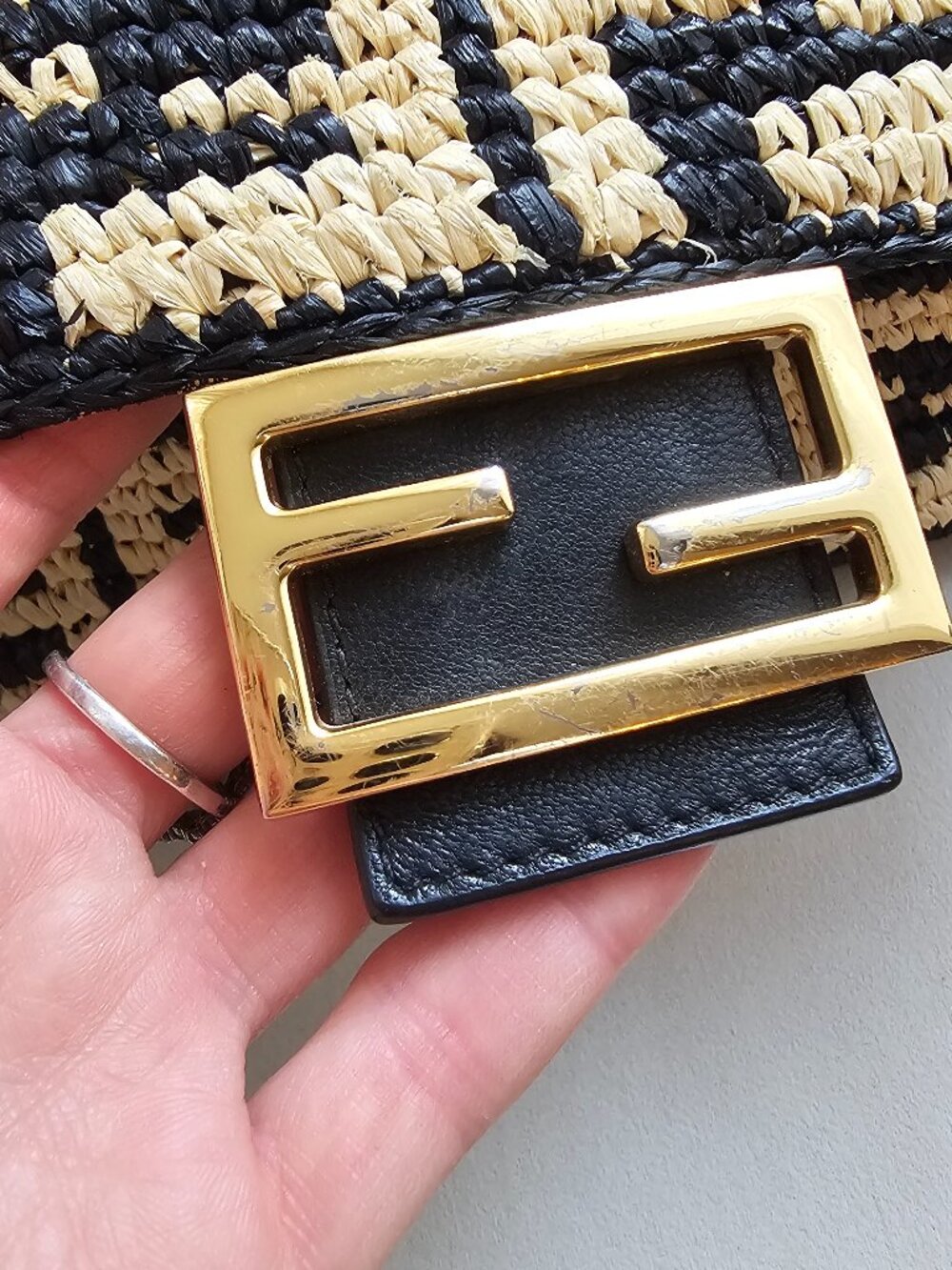 Vintage Fendi Raffia Baguette Bag